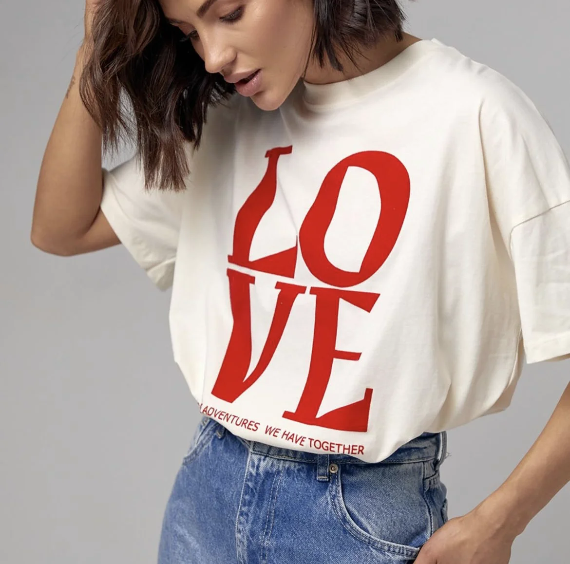 Hirsionsan Letter Love Printed T Shirt Women Summer Cotton Soft Short Sleeve Tee Female Oversized Higt Street Gothic Tops