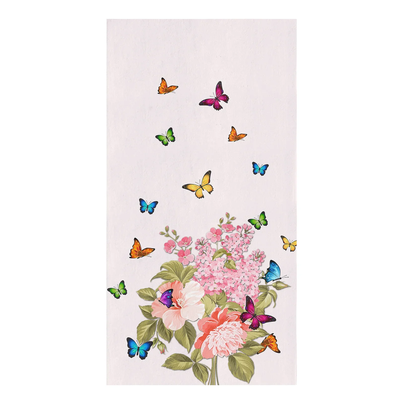 Pink Flower Illustration Butterfly Kitchen Towel Set Cleaning Cloth Kitchen Accessories Dish Washing Cloth Household Decoracion