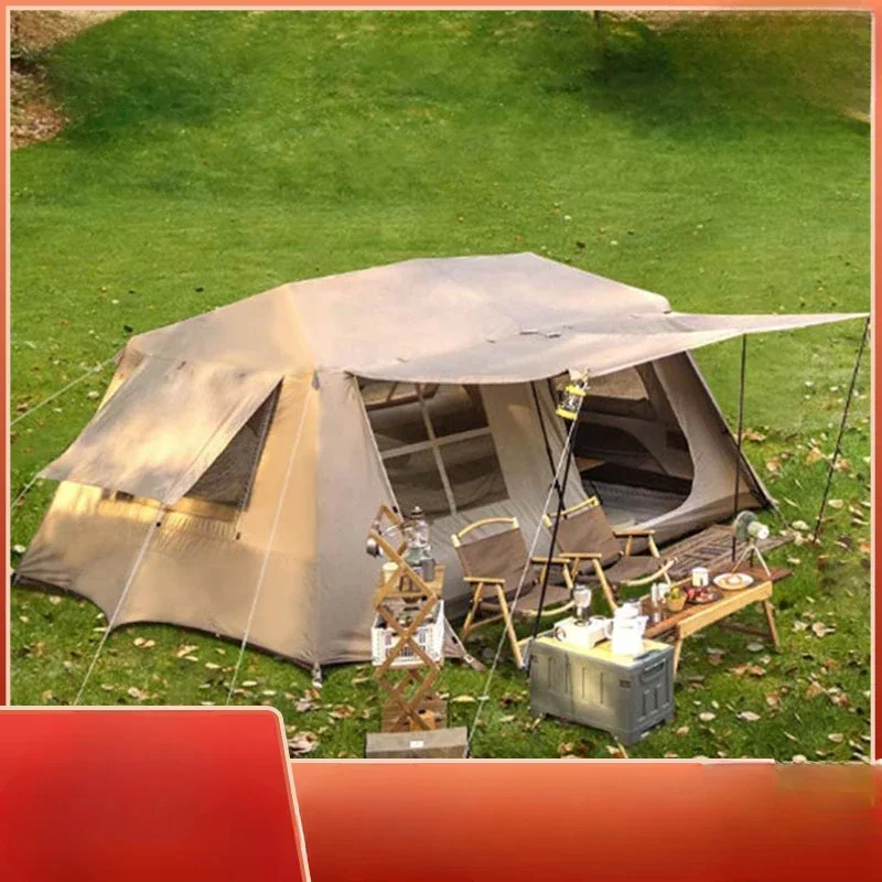 Outdoor camping tent 13 Two rooms and one living room Fully automatic quick-opening silver-coated double-layer folding tent