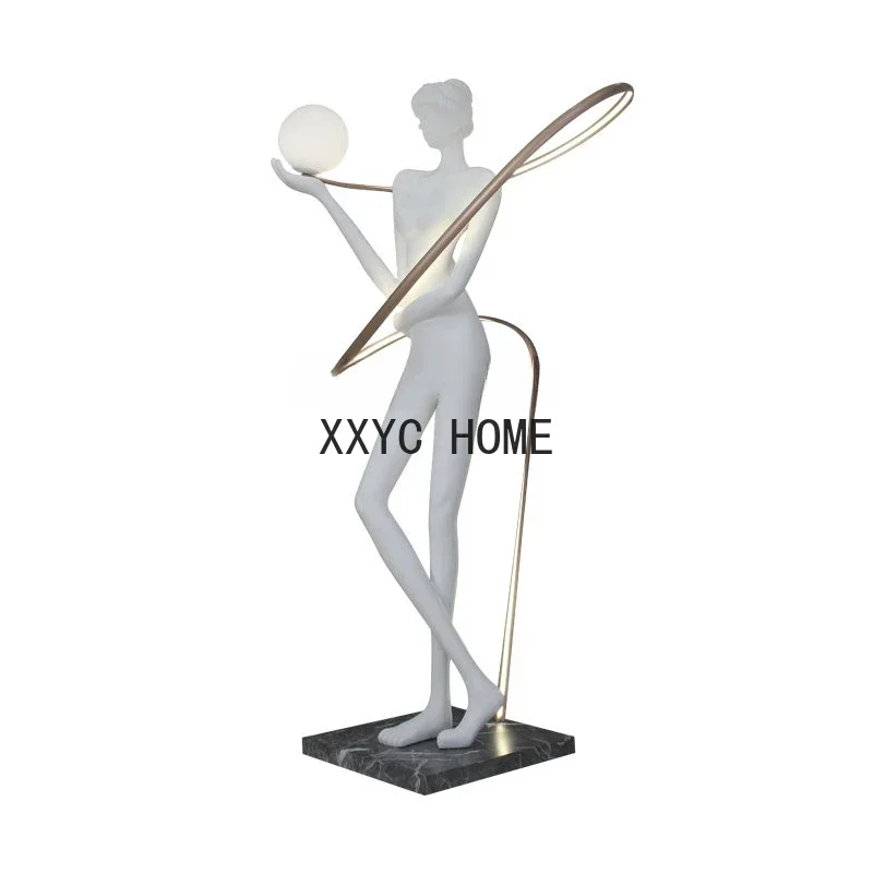 Artistic Floor Exercise Ribbon Goddess Sculpture Floor Lamp Bar Restaurant Decoration Decoration