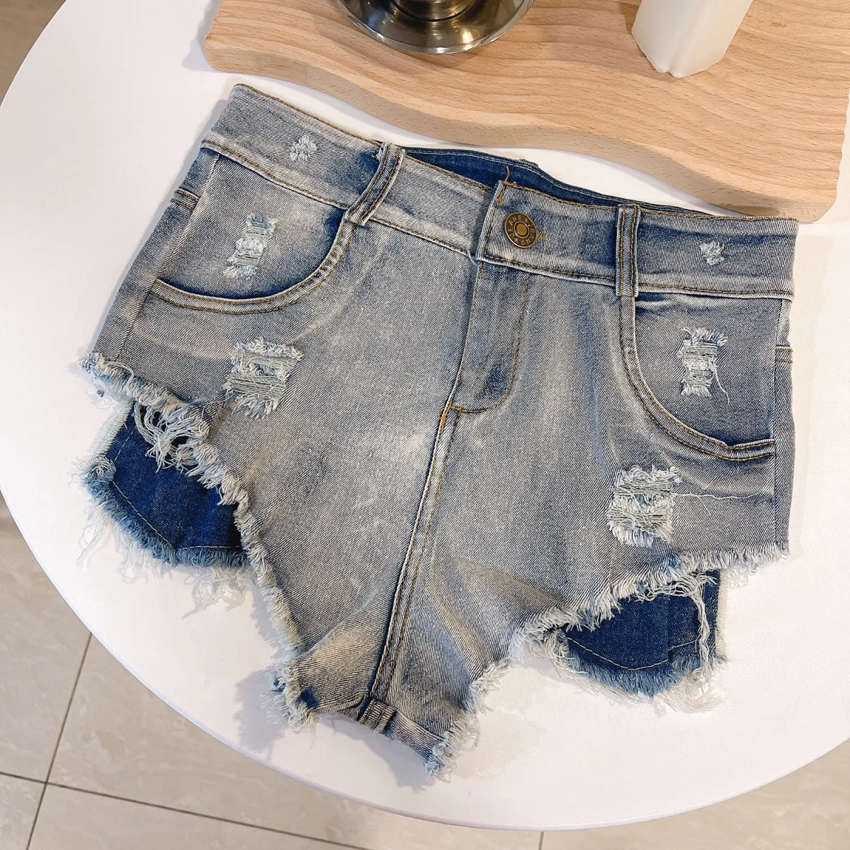 Short Jeans Women 2025 New Hole Raw Edge High Waist Tight Jeans Shorts Female Light Color Sexy Bodycon Ultra Shorts