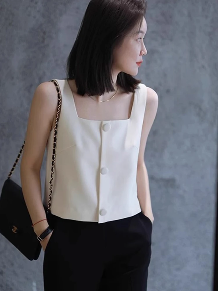 

Korean Sle Pure Color Faionable Strap Vest Top Loose Svel Women's Base irt Simple Sli Inner Wear Commute
