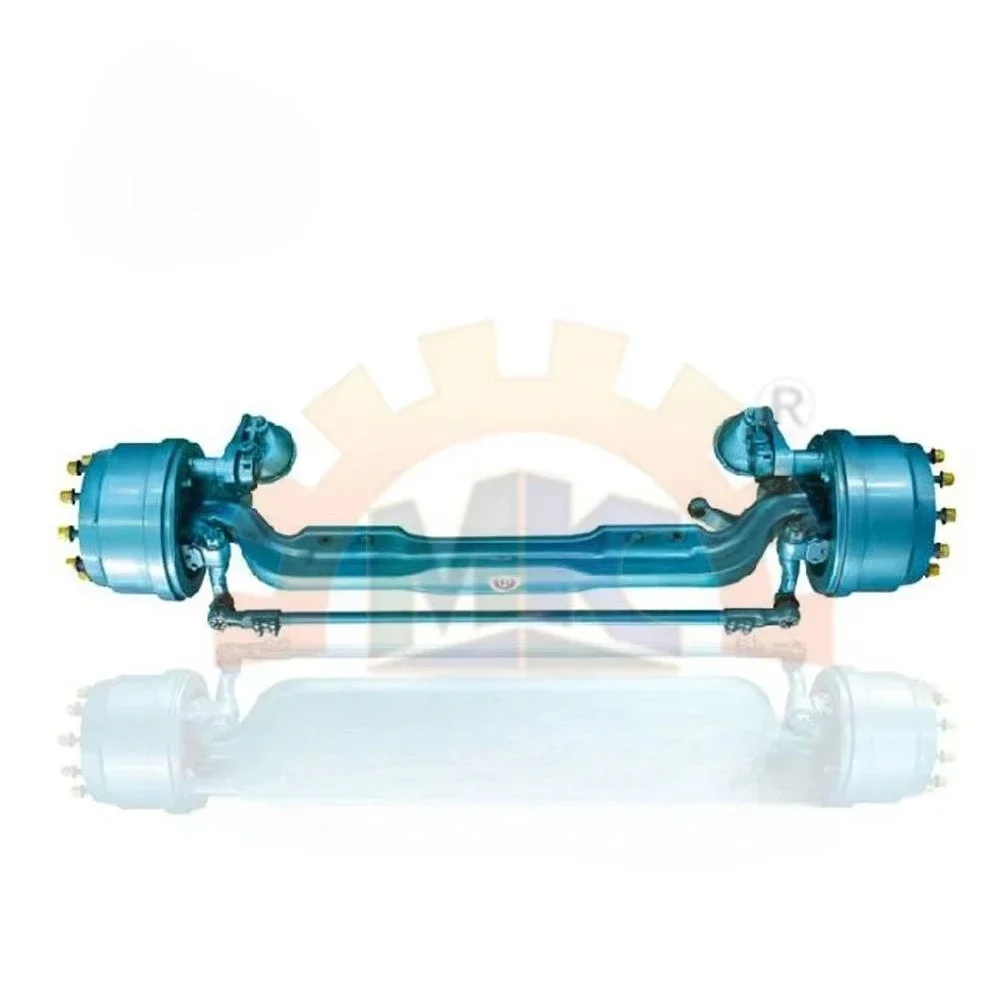 PCD 10x335 Air Drum Brakes Steel Solid Forging Axle Beam 9ton Axle Payload Front Wheel Steer Axles for Heavy Duty Trailer Trucks