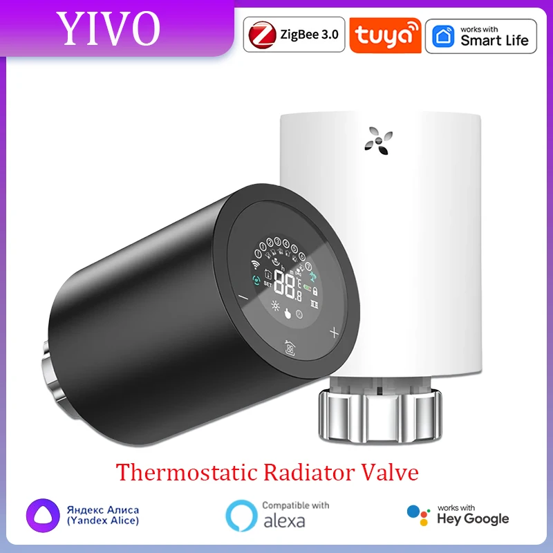 Termostato de válvula de radiador Tuya ZIgbee3.0, TRV programable, control de temperatura inteligente, smart life, Alexa, Google Home, Yandex