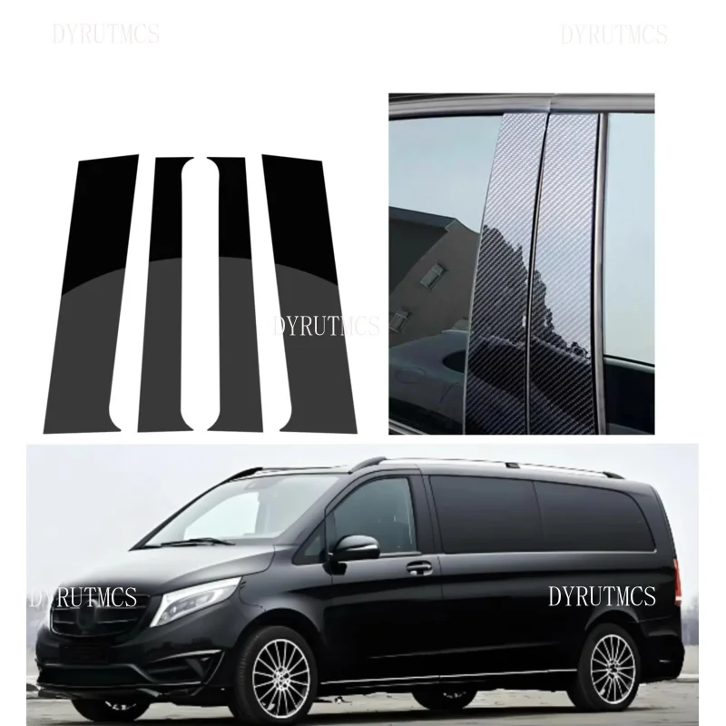 

4PCS Glossy Black Pillar Post Fit For Mercedes Benz VITO V CLASS W447 2016-2020 Door Window Column BC Trim Sticker Cover
