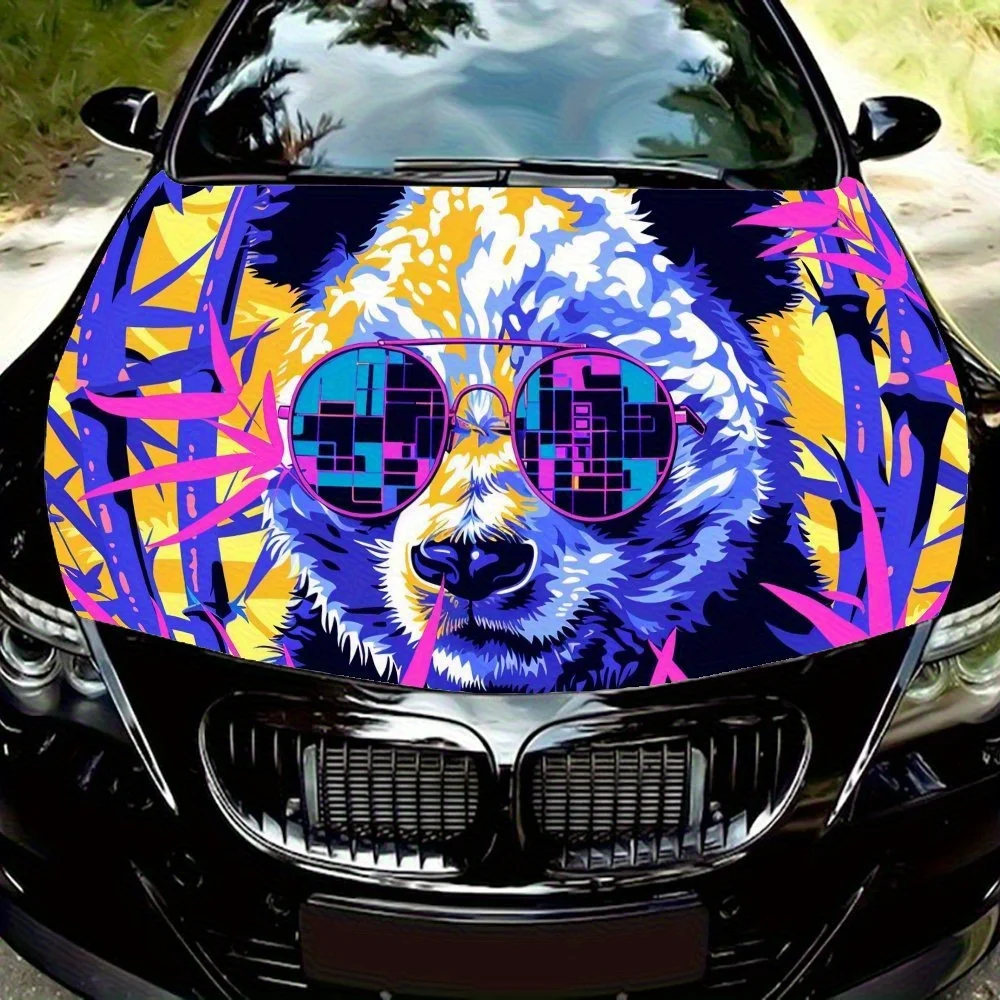 

Colorful Hip - style Panda Art Car Hood Vinyl Wraps, Car Engine Decal Sticker, Waterproof Self-adhesive Car Vinyl Wraps, Surface