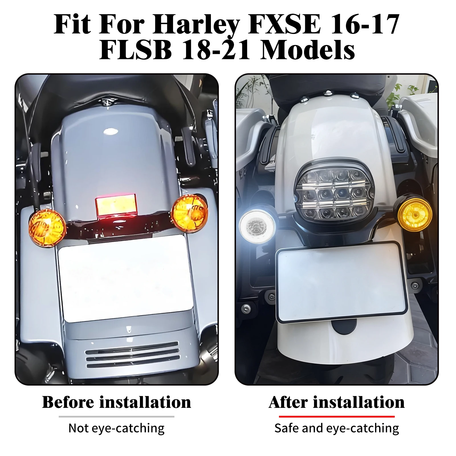 Motorcycle Rear Turn Signal Indicator Bullet Inserts LED Light Running Lamp For Harley FXSE 2016-17 Softail Sport Glide 2018-25