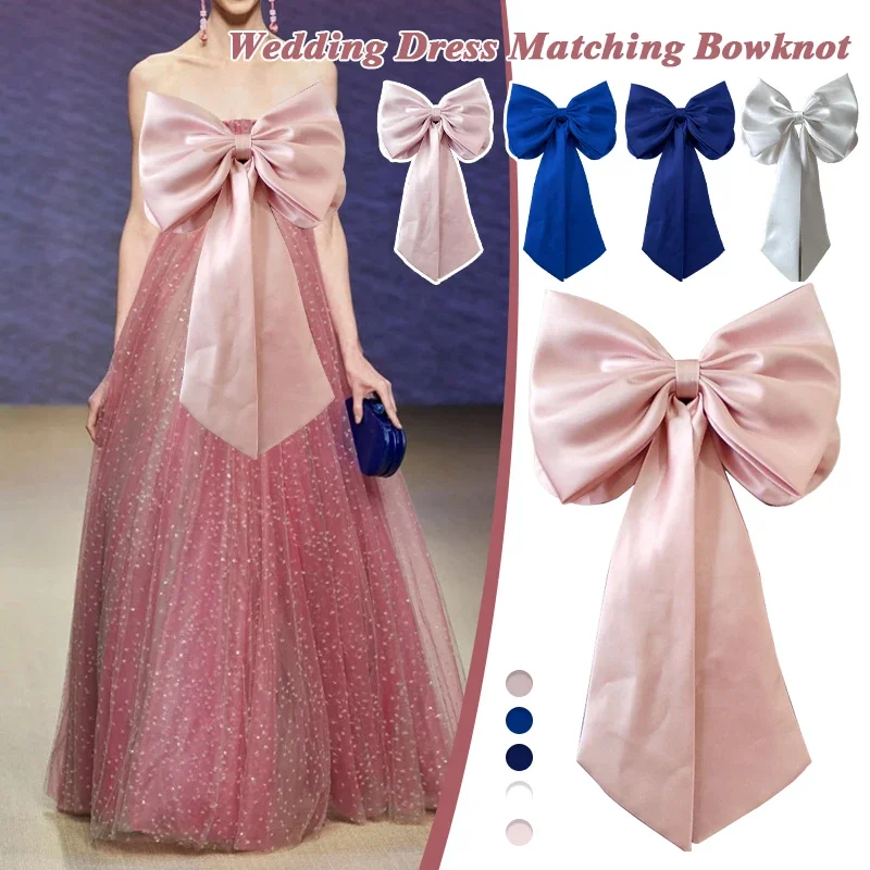 Bridal Detachable Satin Big Bow Women Wedding Dress Bow Removable Prom Dresses Knots Organza Ribbon Party Dress Accessories New
