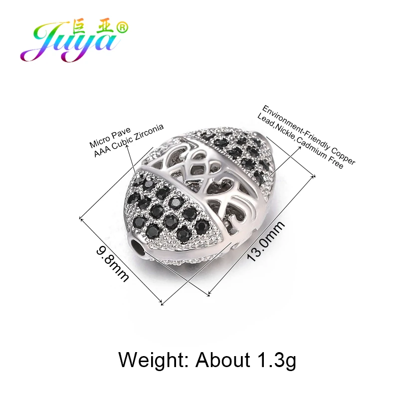 Juya 4Pcs/Lot Hollow Oval Shape Copper Beads Handmade Floating Flower Charm Beads Supplies For DIY Beading Jewelry Making