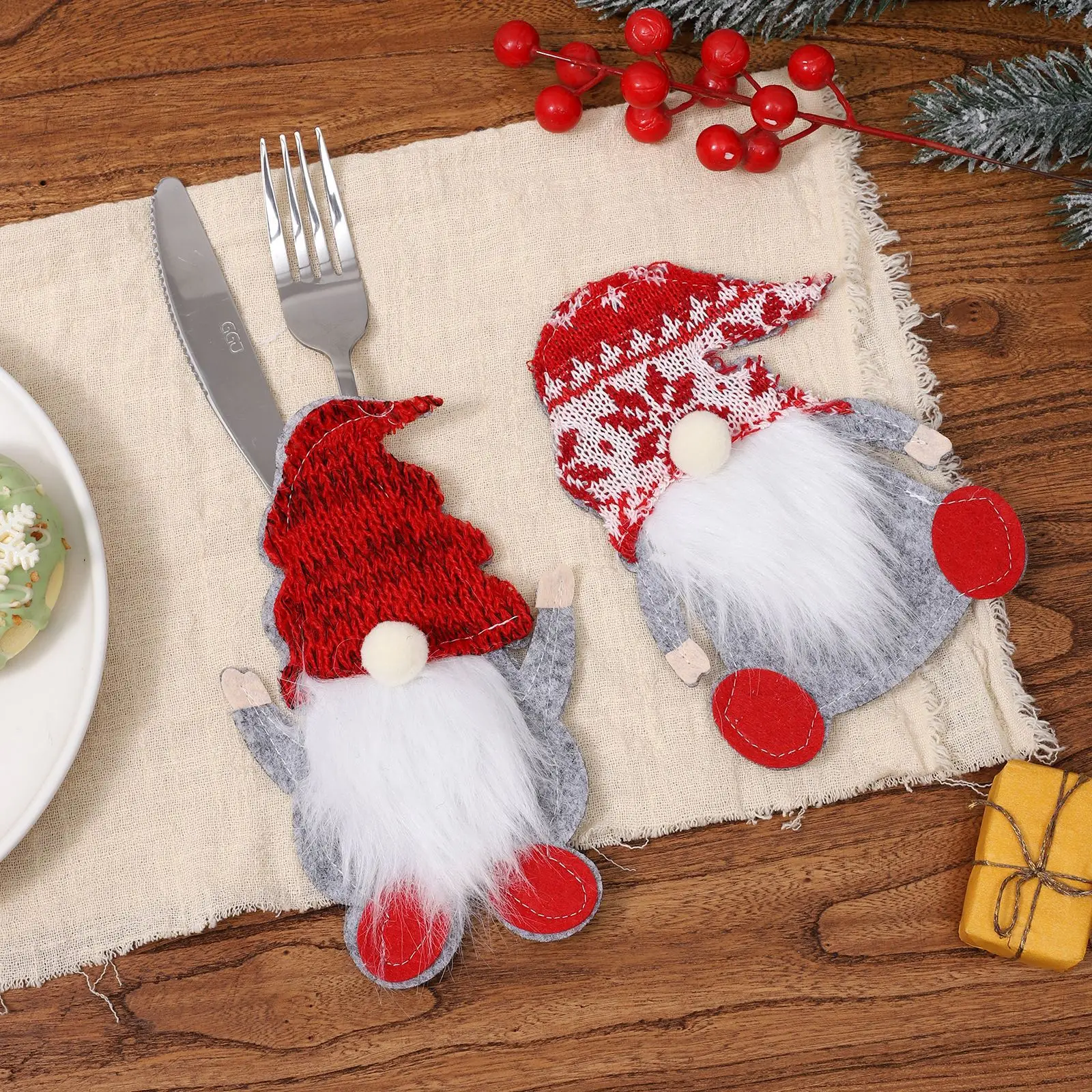 Nieuwe kerstvakantie decoratie bestekset, gezichtsloze bestekset voor oude mannen, 3D kabouterbestekset