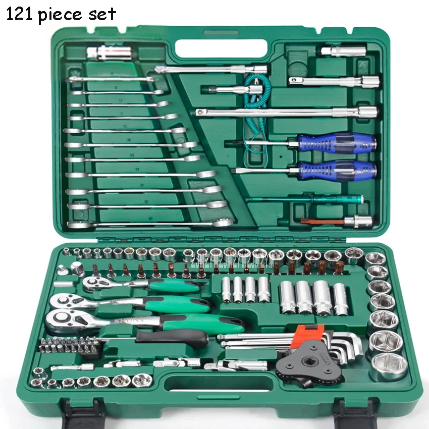 

Car Repair Kit Ratchet Repair Hand Tools Tire Disassembly For LSQXIGJ-01 121 Piece Auto Repair Tool Box Sleeve Wrench Household