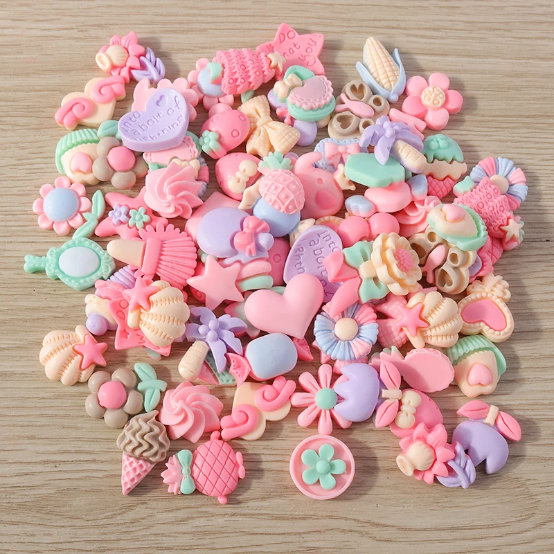 Tusember 15 قطعة سلسلة الوردي المختلط لطيف فراشة زهرة القوس القلب سحر الراتنج شقة الظهر DIY بها بنفسك جراب هاتف اكسسوارات الاطفال اللعب #6