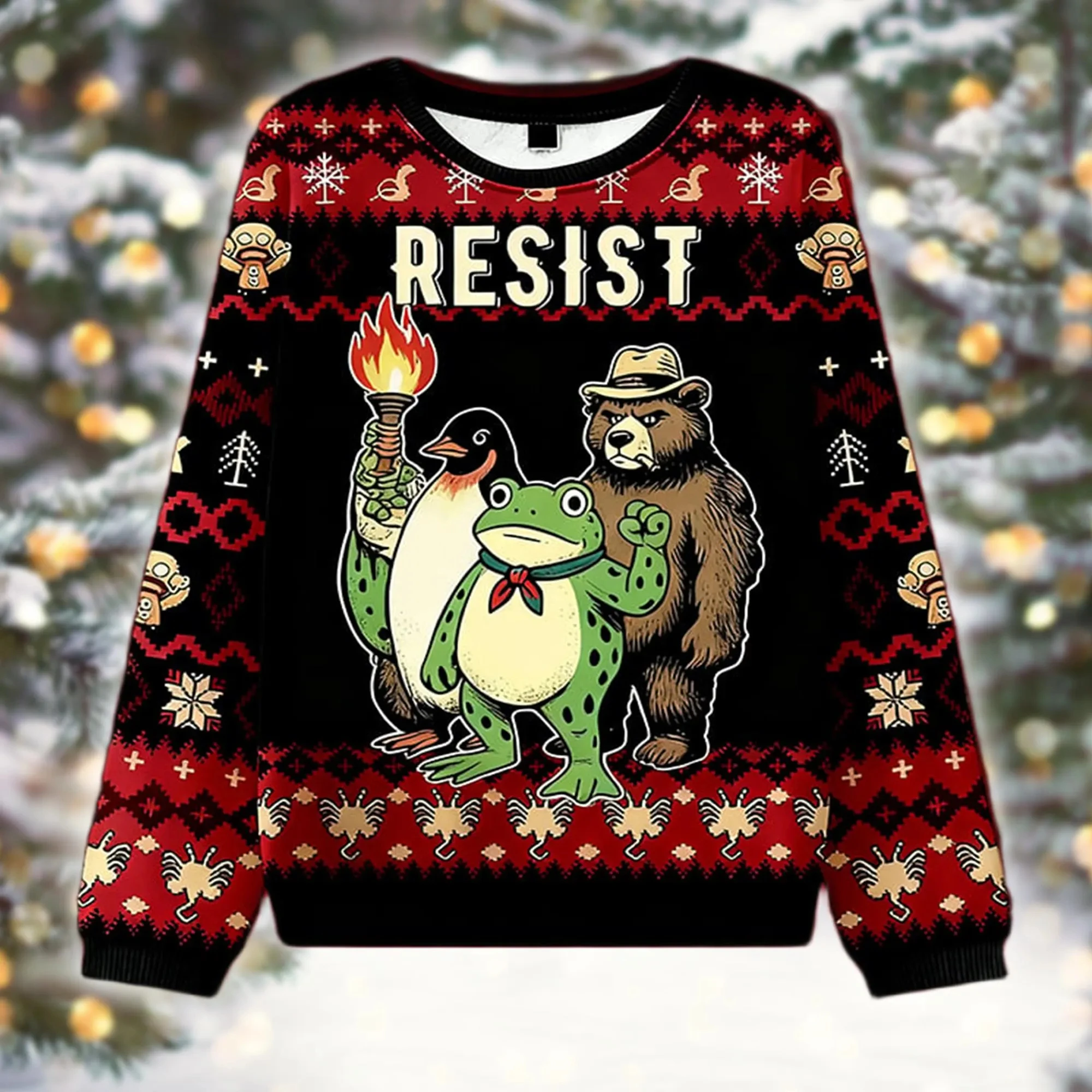 عيد ميلاد سعيد حزين الضفدع القبيح عيد الميلاد سترة مضحك عطلة حفلة البلوز مقاومة الضفدع البلوزات للرجال النساء هدية عيد الميلاد القمم