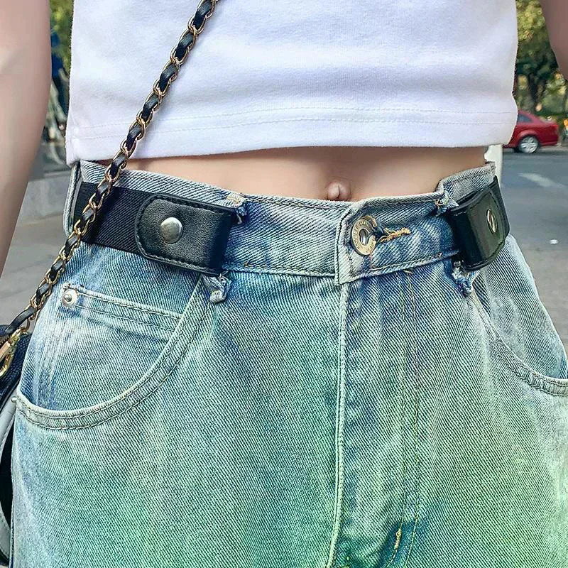 New Buckle-Free Belts for Women Men Jean Pants Dress No Buckle Adjustable Stretch Elastic Waist Band Invisible Belt DropShipping