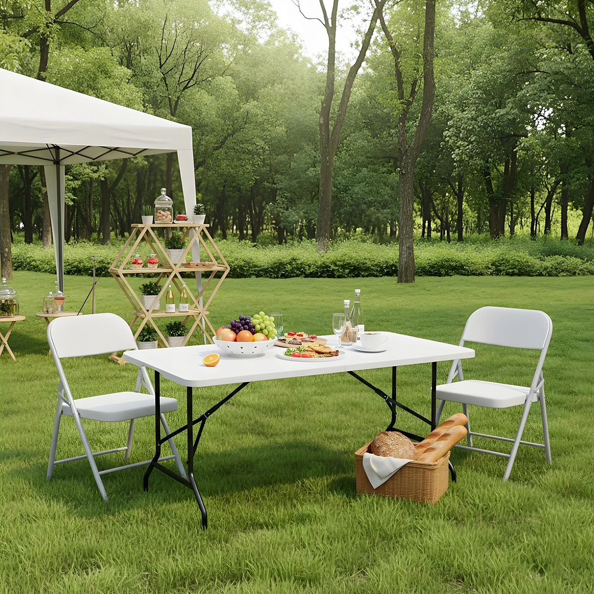 4/6 Fuß tragbarer Outdoor-Klapptisch, 300 Pfund belastbarer Klapptisch mit Griff und Sicherheitsschloss, Mehrzweck-Camping
