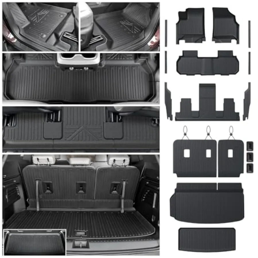 

Floor Mats Cargo Mat Set for 2024 2025 2026 GMC Acadia 7 Seats Car Mats Accessories All-Weather TPE Trunk Mat Cargo Liner Seat