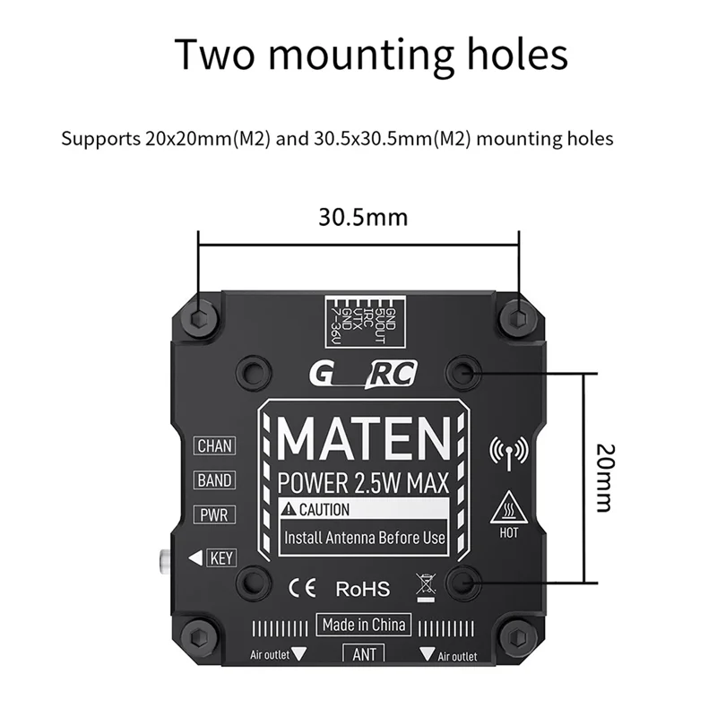 Elegante-2.5W VTX 5.8G 2.5W VTX PRO Per GEPRC 48CH Supporta la regolazione dei parametri OSD per FPV Drone a lungo raggio