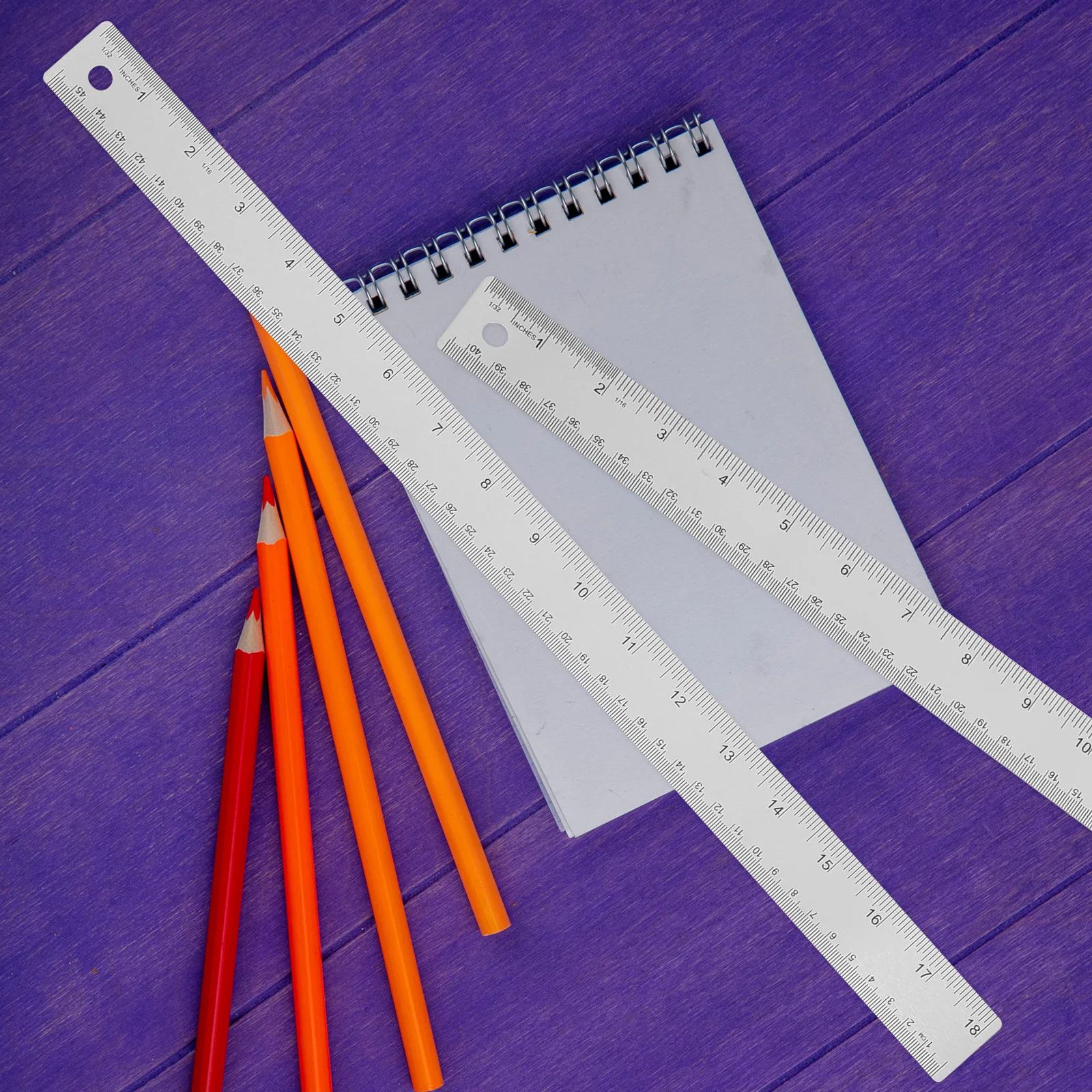 

2pcs Stainless Steel Ruler Wear-Resistant Clear Markings Metric Engineer Scale Tool Office Drawing Student