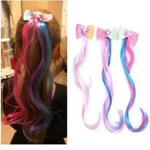 New Kids  Cute Cartoon Unicorn Bow Hair Clip Children Wig Colorful Headwear Girls Kids Hair Accessories Hot