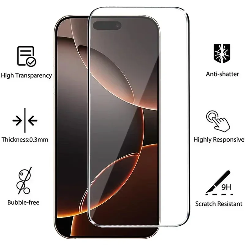 5Pcs Tempered Glass For iPhone 15 13 11 12 14 Pro Max Mini Screen Protector For IPhone 16 PRO XR XS MAX 8 Plus Protective Glass