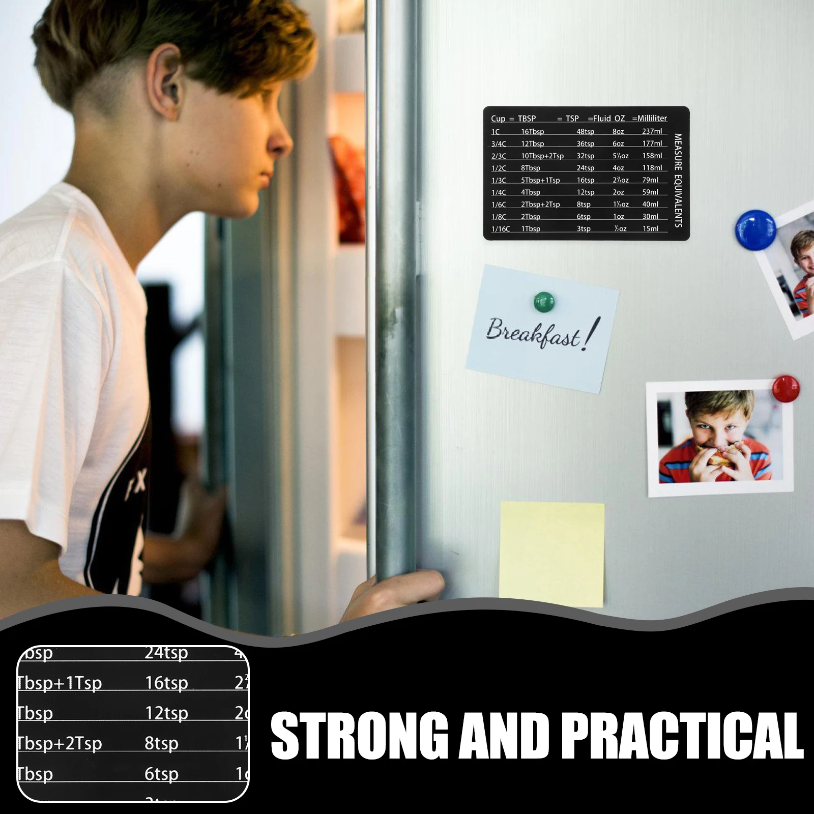 

PVC Magnetic Kitchen Conversion Chart Engraved Measurement Units Baking Cooking Refrigerator Magnets Compact Size Easy Storage