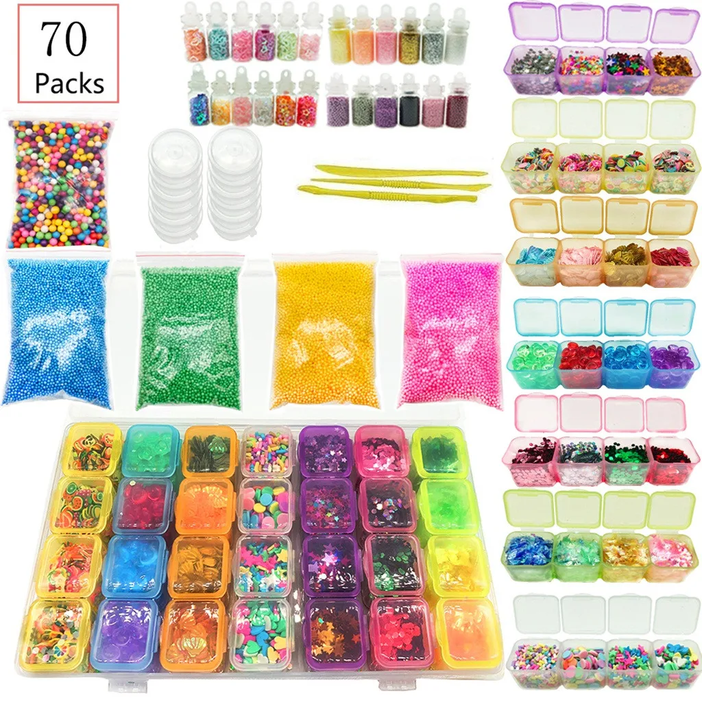 DIY Slime Kit Supplies Clear Crystal Slime Making Kit Slime Foam Beads Glitter