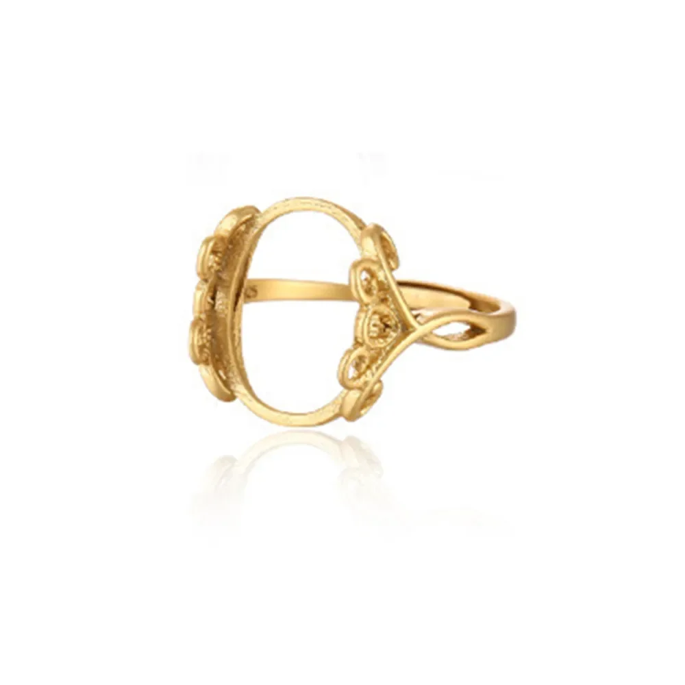 

Ring Blank for 12x15mm Oval Cabochons Ring Setting Gold Plated 925 Silver Adjustable Ring Base