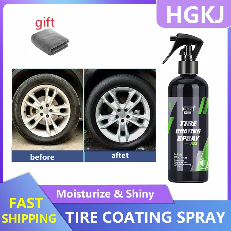 High Gloss Tire Coating Spray Long Lasting Tyre Plastic Rubber Shine Restore Agent Car Polishing Liquid Car Cleaning Hgkj S22