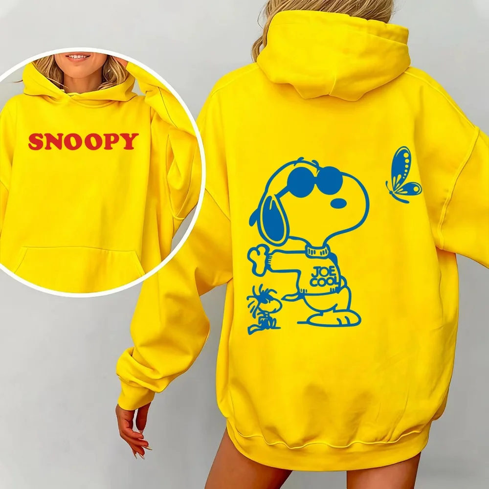 سويت شيرت بغطاء للرأس فضفاض محيطي من Snoopy Anime للأزواج في الخريف والشتاء، بلوفر كاجوال بسيط ومتعدد الاستخدامات