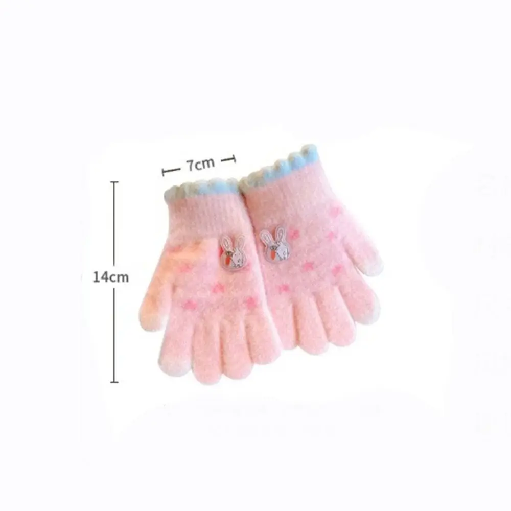 Cartoon Thickened Plush Children Full Fingers Gloves Kids Knitted Gloves Winter Warm Outdoor Sports Windproof Gloves