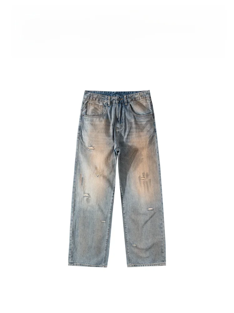 

Мужские джинсы BAIRBAOLIY: модные, свободного кроя, с эффектом потертости, прямые, дышащие, из хлопка, для весны и лета, новинка