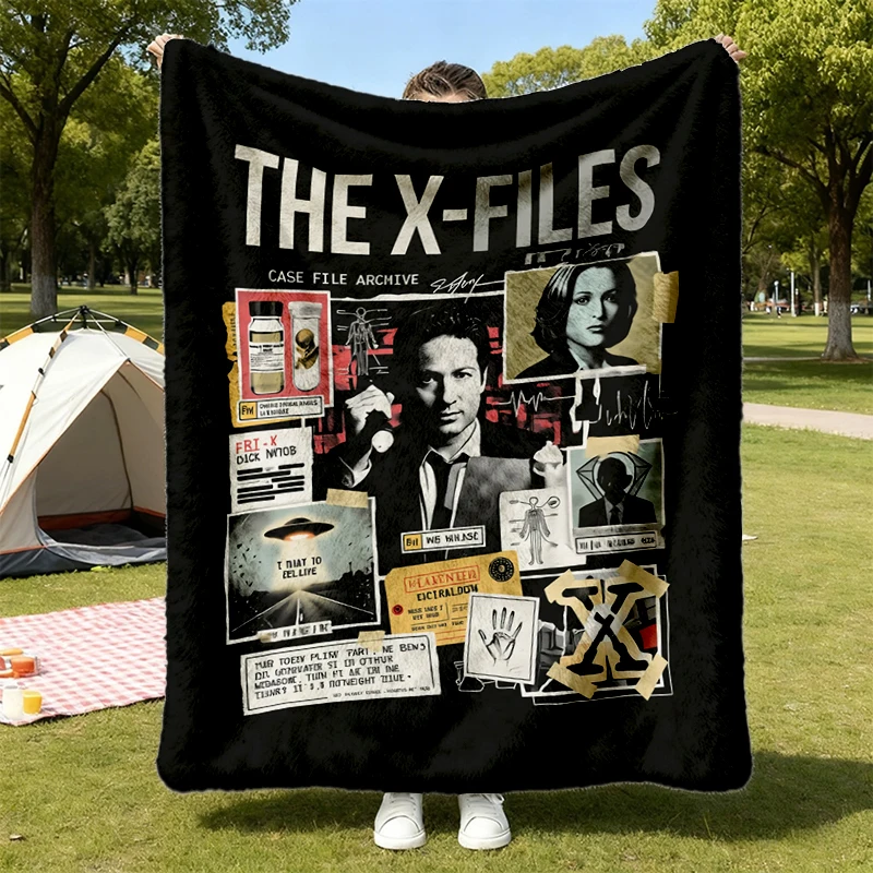 The X-Files Comfy Blanket Mulder Scully Case File Soft Blanket 90s Sci-Fi Graphic Warm Blanket