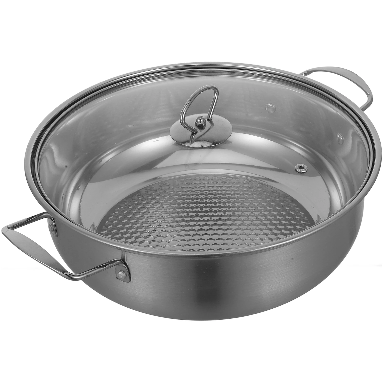 

Stainless Steel Hot Pot 28cm Ear Design Even Heat Distribution Easy Clean MultiPurpose Kitchen Cooking Pot Soup Pan