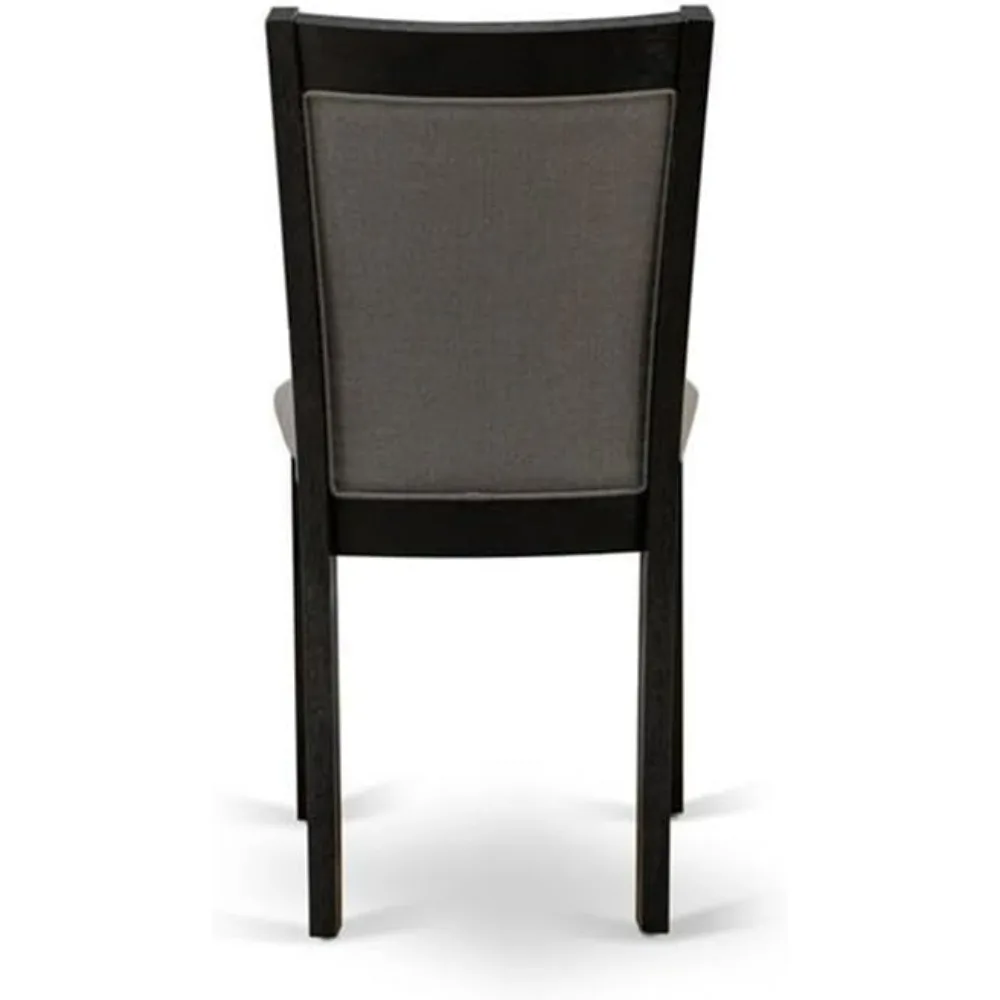 طقم طعام مكون من 3 قطع من East West Furniture مع طاولة مستديرة من Dropleaf وكرسيين باللون الرمادي الداكن #4