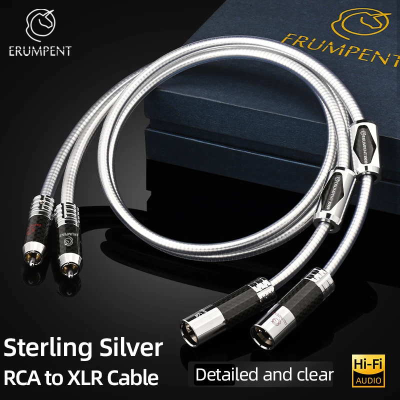 One Pair High Fidelity Sterling Silver RCA to XLR Audio Cable for CD Player Amplifier Mixer  2XLR Female to 2RCA Male Cable