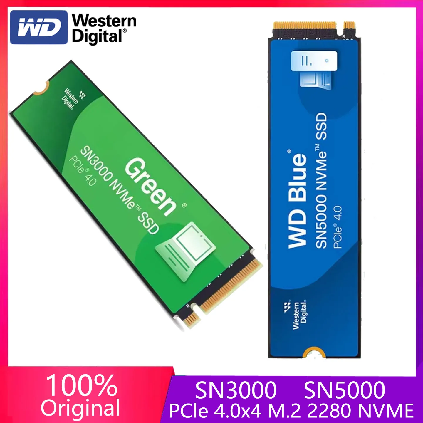 محرك الأقراص الصلبة الداخلي WD SN580 SN3000 SN5000 500 جيجابايت 1 تيرابايت 2 تيرابايت NVMe SSD PCIe Gen4.0، M.2 2280 SN350 PCIe 3.0 محرك الحالة الصلبة