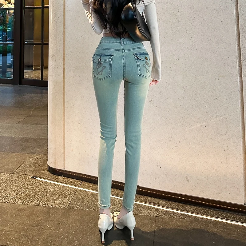 Diseño Sensation Small ence Fce Denim Jeans Cintura alta Slim Fit Control de barriga Thiening Otoño Invierno Nuevo Sle Perso...