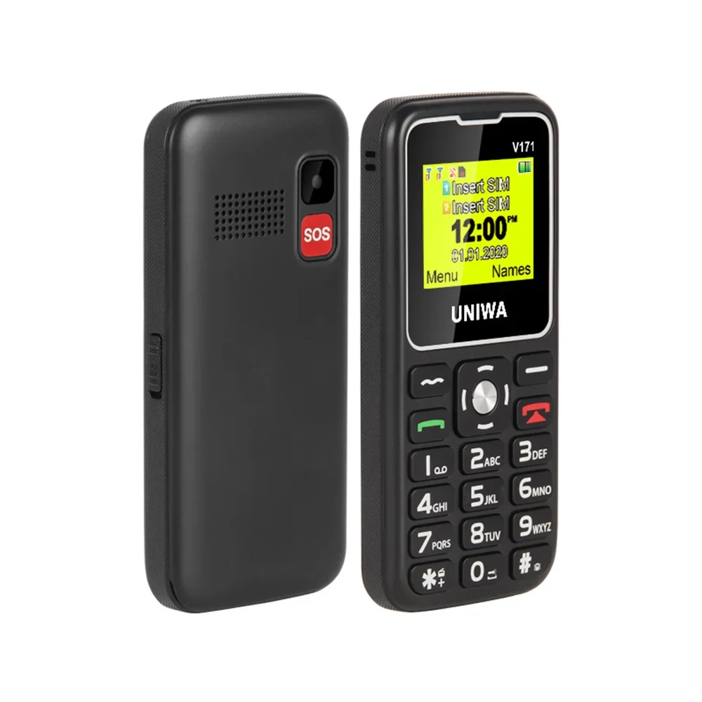 هاتف UNIWA-هاتف محمول لكبار السن ، هاتف ميزة V171 ، 2G ، GMS ، in ، لاسلكي ، FM ، كبار السن ، ms ، رصيف شحن مجاني ، SOS