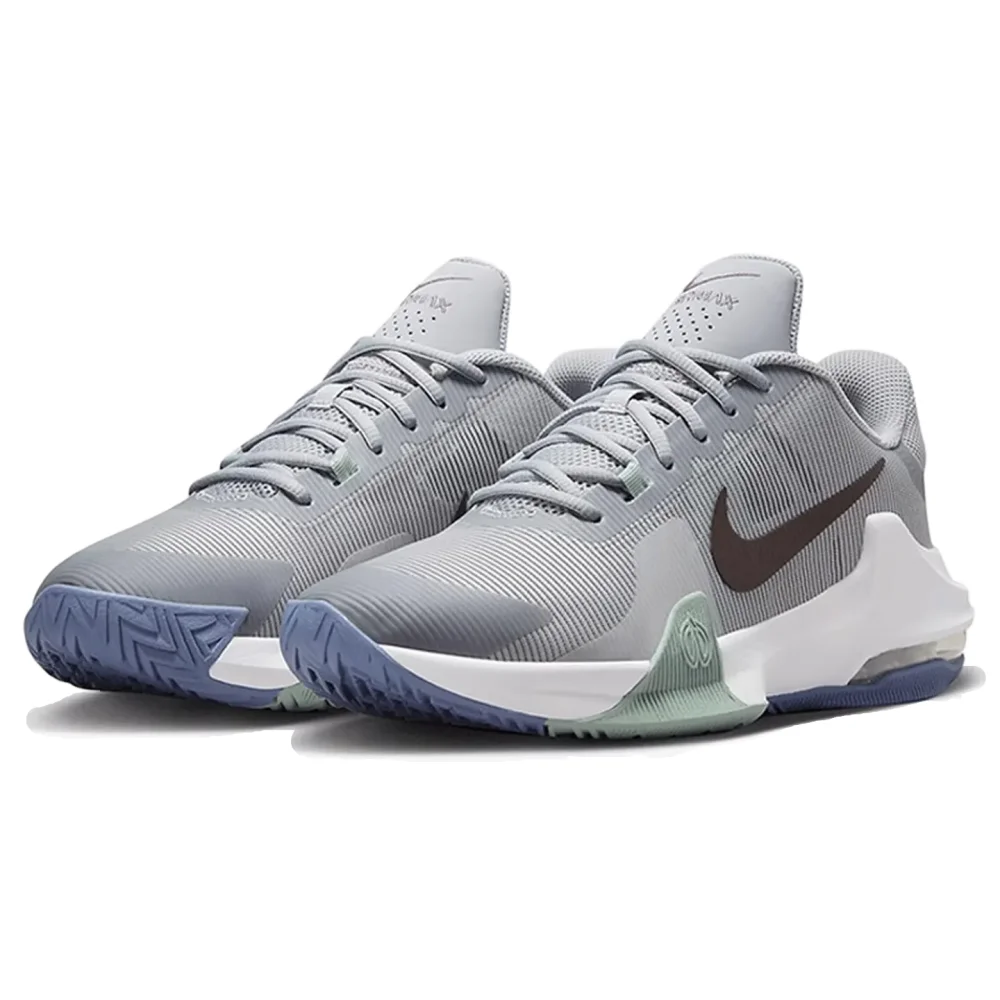 

Nike Air Max Impact 4 Comfortable, Durable, Breathable Low-Top Basketball Shoes Unisex Style Gray-Blue DM1124-007