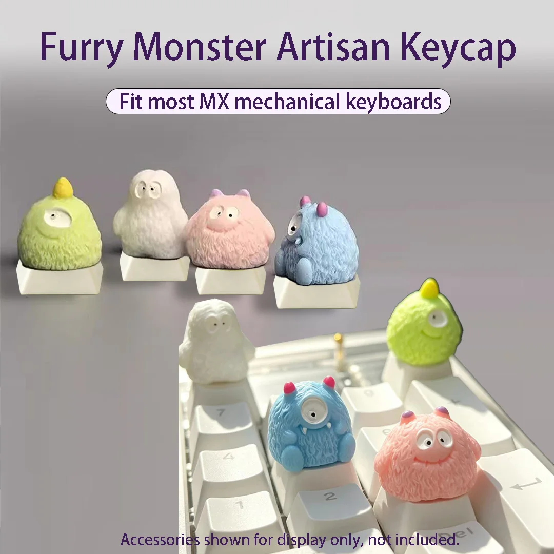 Cute Monster Artisan Keycap, 3D Carved Animal Key Cap for Cherry MX Gaming Keyboard Gift