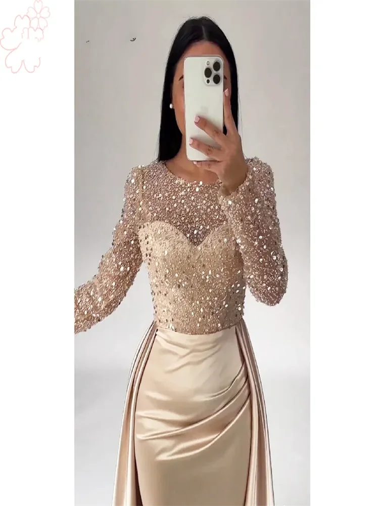 Elegant Evening Dresses Full Sleeve Sequin Formal Occasion Dresses Full Sleeve Prom Dresses Long Prom Gown 2024  فساتين السهرة