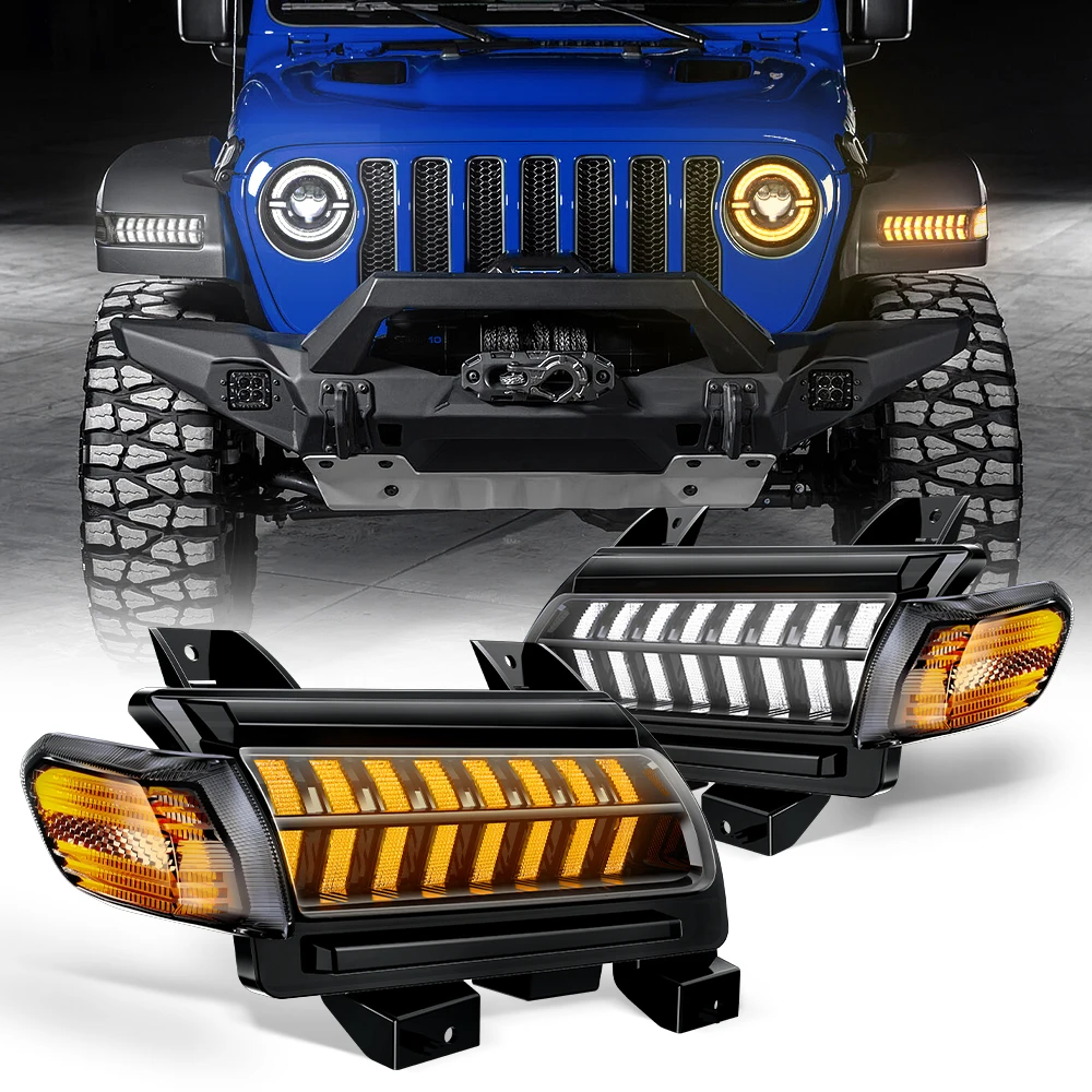 

For Jeep Wrangler JL Sport 2018 2019 2020 LED Car Fender Side Marker Turn Signal Light DRL Daytime Running Lamp Car Accessories
