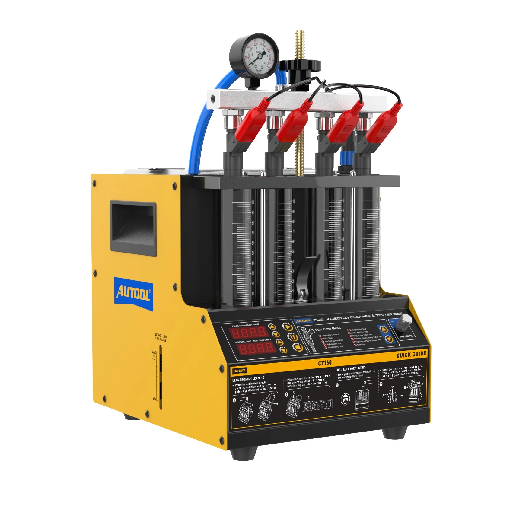 AUTOOL CT160 Kraftstoffeinspritzdüsen-Reinigungs- und Prüfgerät für 4 Zylinder, 40KHz 110V/220V Ultraschall-Reinigungsmaschine für Auto, LKW, Motorrad