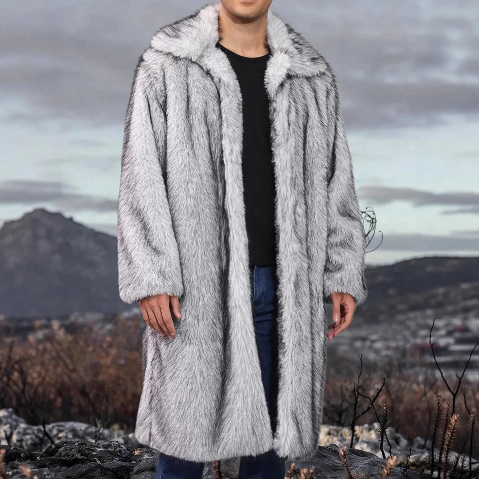 

2025 Autumn Winter New Men Faux Fur Plush Fashion Coat White Gray Yellow Multi Colors Available