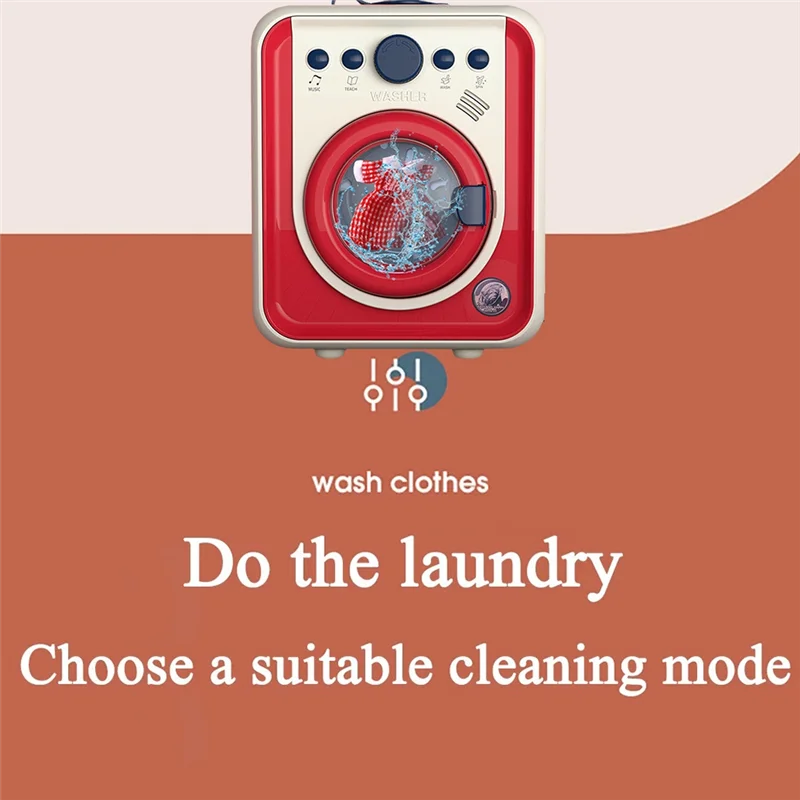 ABWE-어린이 세탁기 미니 시뮬레이션 가구 세탁기 라이트 음악 놀이 선물 라이트 음악 포함 생일 선물