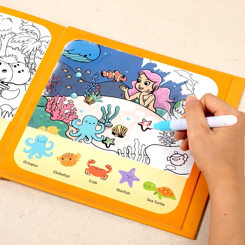 Water Painting Graffiti Quiet Paste Book Animal Traffic Cognition Repeated Graffiti Water Painting Card Kids Early Education Toy