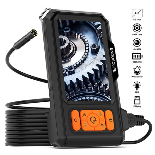Endoscopio Industrial HD1080P, pantalla IPS de 4,3 pulgadas, cámara USB de 8MM, boroscopio de inspección de alcantarillado de tubería de coche de 2-100M, 2600mAh, resistente al agua, 8LED