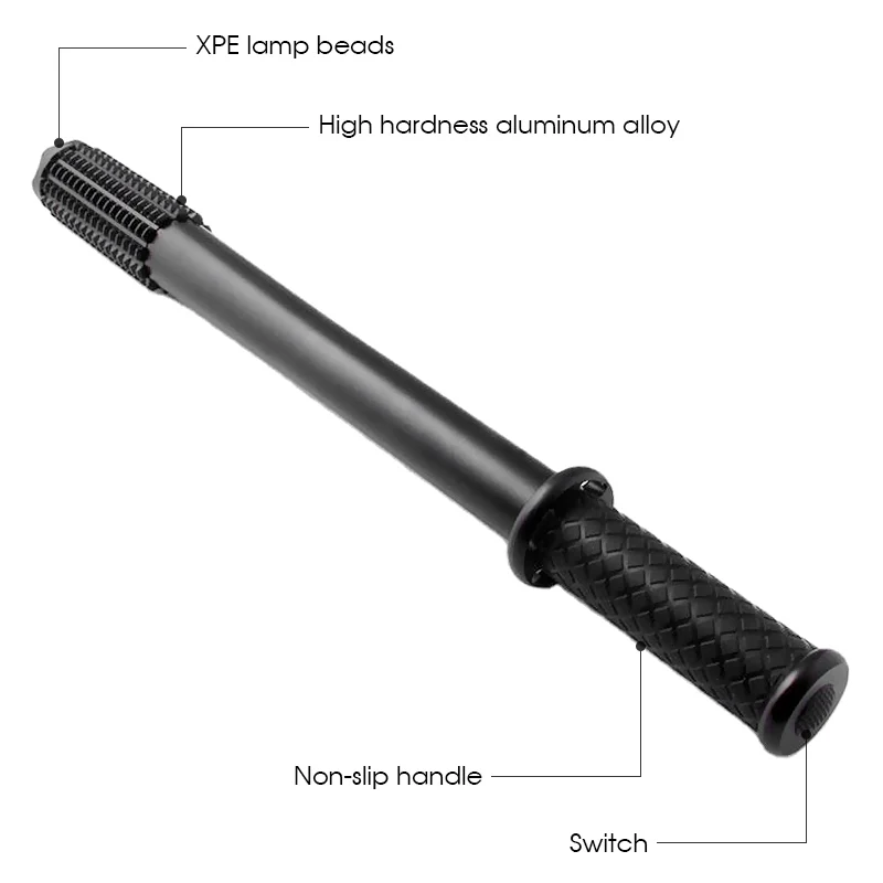 XPE LED Telescopic Baton Flashlight Self Defense Powerful LED Tactical Baseball Bat Flashlight Torch Rechargeable Lantern