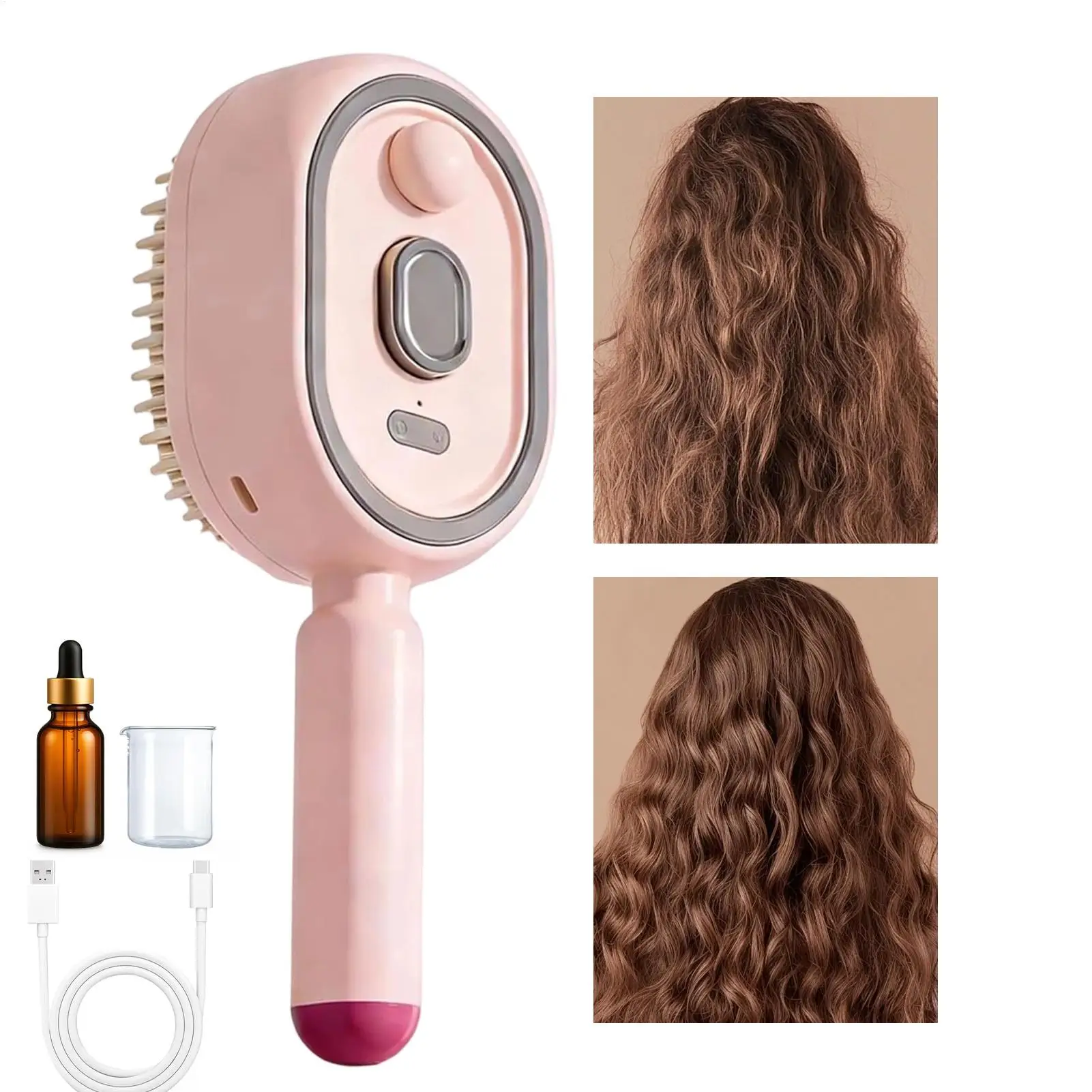 Electric Steam Brush with Water Spray Wet Electrics Hairbrush Type-C Charging for Detangling Smoothing Styling & Frizz Control