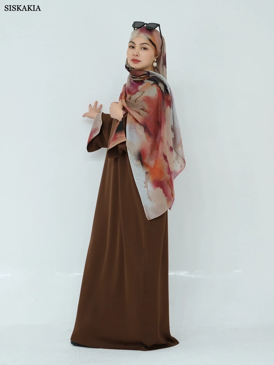 Siskakia Muslim Elegant Women’s Dress Hijab Floral Print included Dubai Split Sleeve Abayas Moroccan Caftan Woman